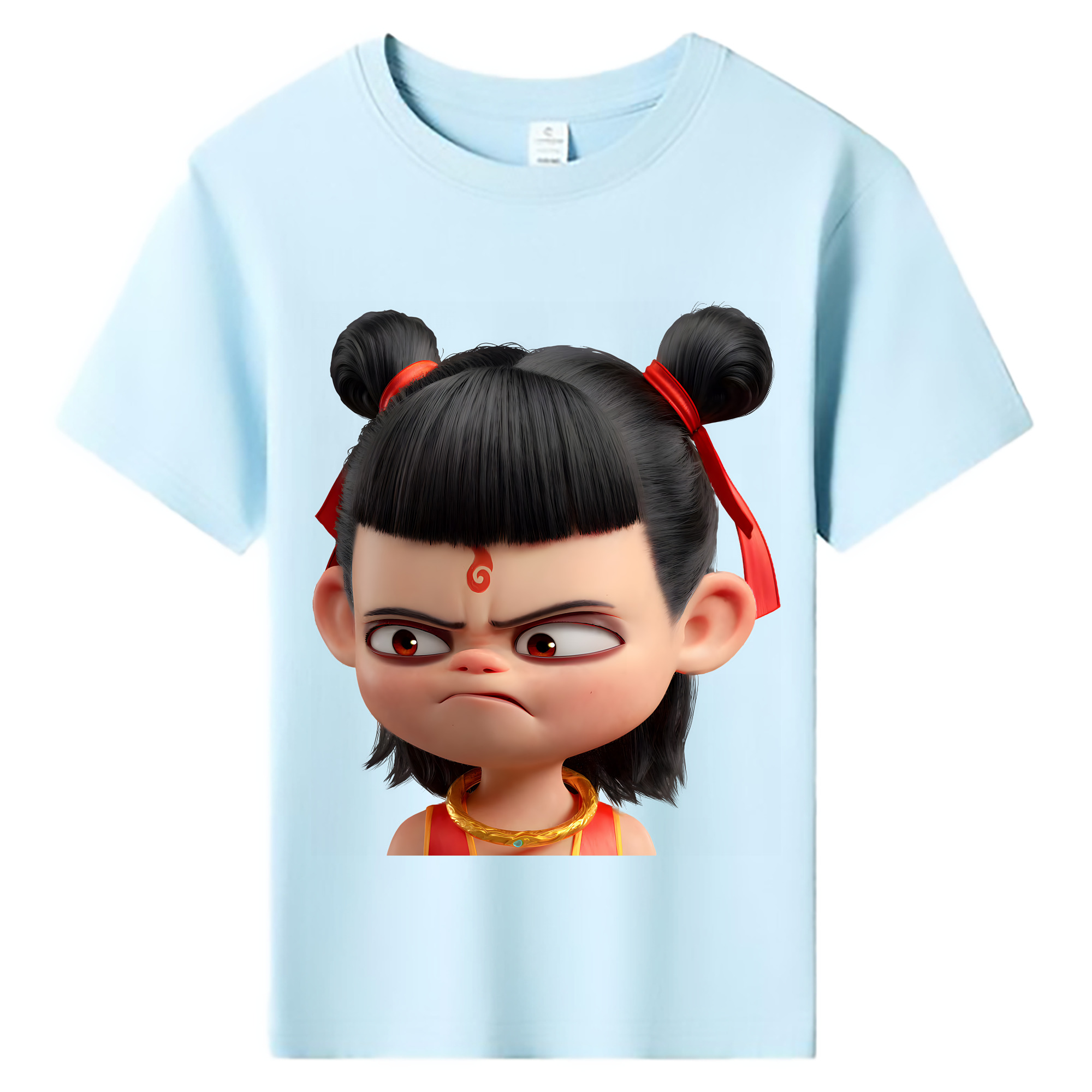 （画像用） Ne Zha 2 ナタ 魔童の大暴れ 綿100％キッズTシャツ（フロントプリント）
